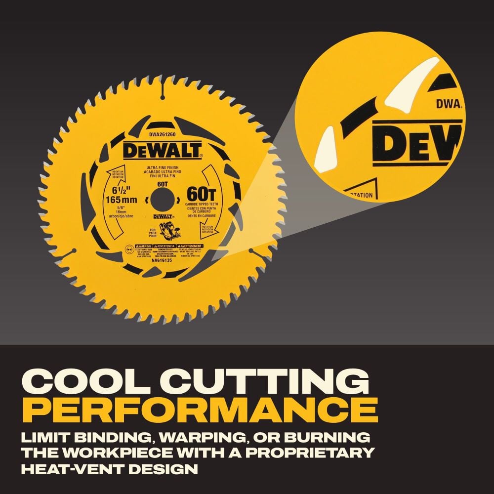 DEWALT 6-1/2 Inch 60T Circular Saw Blade, large image number 4