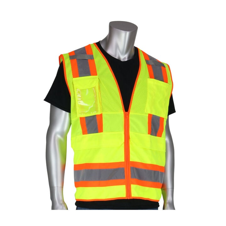 Protective Industrial Products Two-Tone Ten Pocket Surveyors Tech Vest Yellow