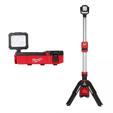 Milwaukee M12 Packout Flood Light with USB, Dual Power Tower Light Bundle