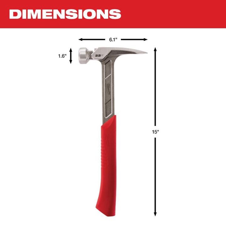 Milwaukee 22 oz Milled Face Framing Hammer, large image number 2