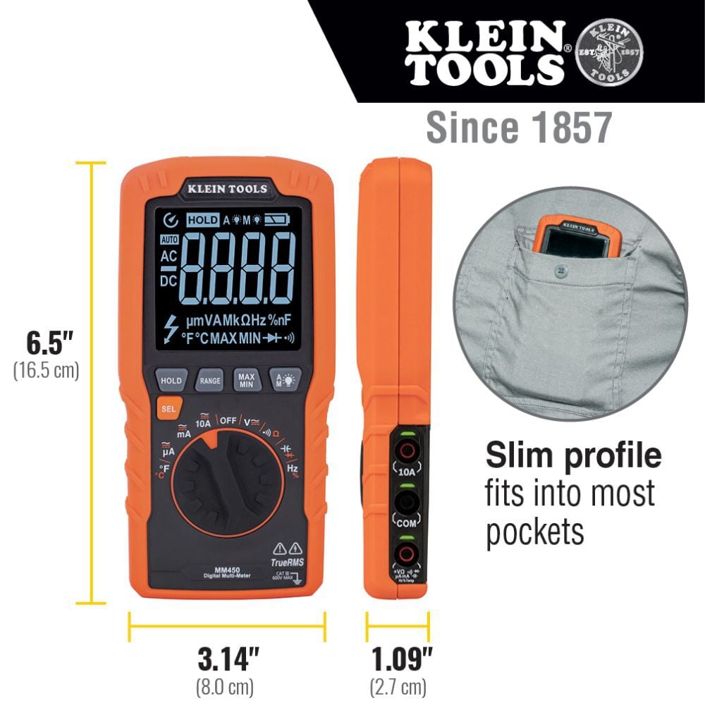 Klein Tools Slim Digital Multimeter TRMS Auto Ranging, large image number 4
