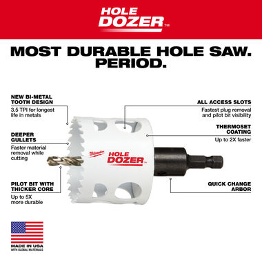 Milwaukee HOLE DOZER Door Lock Installation Hole Saw Kit, large image number 2