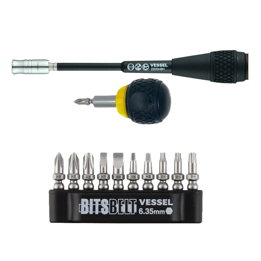 VESSEL Ball Grip Interchangeable Ratchet Screwdriver and Bit Set 11-Pieces, large image number 2