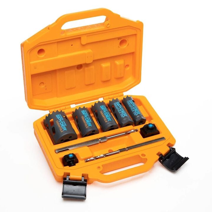 Spyder Carbide Hole Saw Kit for Wood & Metal, 1 - 2 Inch, RCE Arbors 9 Pieces
