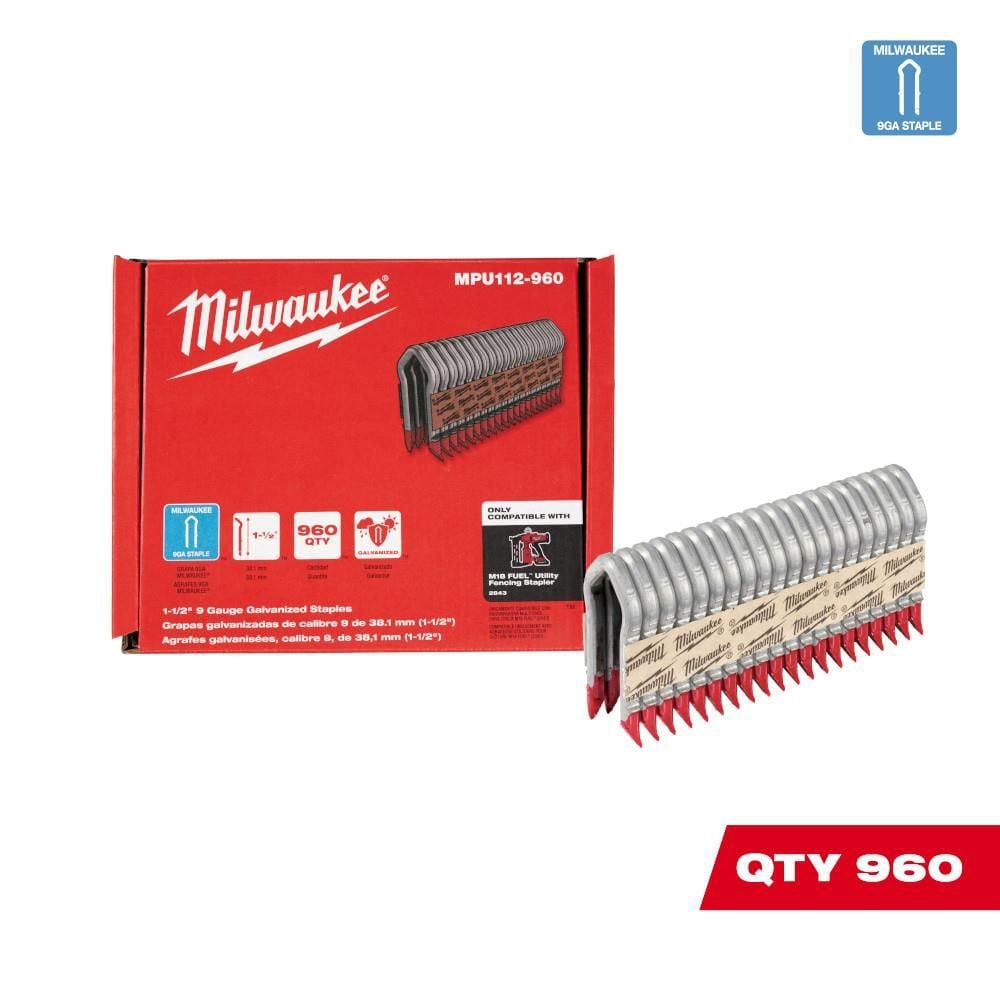 Milwaukee Galvanized Staples 1.5inch 9 Gauge, large image number 1