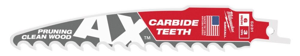 Milwaukee 6inch 3 TPI The AX with Carbide Teeth for Pruning & Clean Wood SAWZALL Blade 1PK, large image number 14