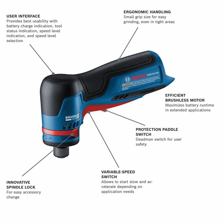 Bosch 12V 1/4 Inch Right Angle Die Grinder (Bare Tool), Reconditioned, large image number 1