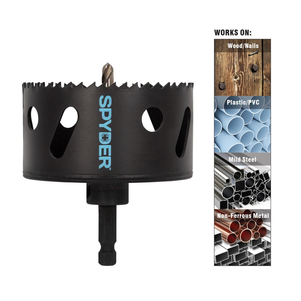 Spyder 3-1/2 Inch Bi-Metal Arbored Hole Saw, HSS Pilot Bit, large image number 4