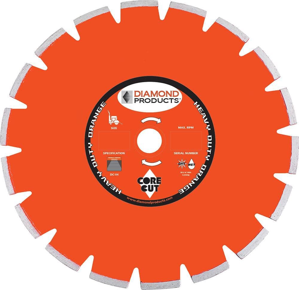 Diamond Products 14in x .125in x 1in Heavy Duty Orange Dry Green Concrete Walk Behind Saw Blade, large image number 1