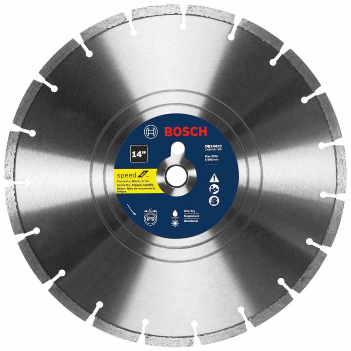 Bosch 14 Inch Premium Segmented Rim Diamond Blade for Universal Rough Cuts in General Purpose Concrete