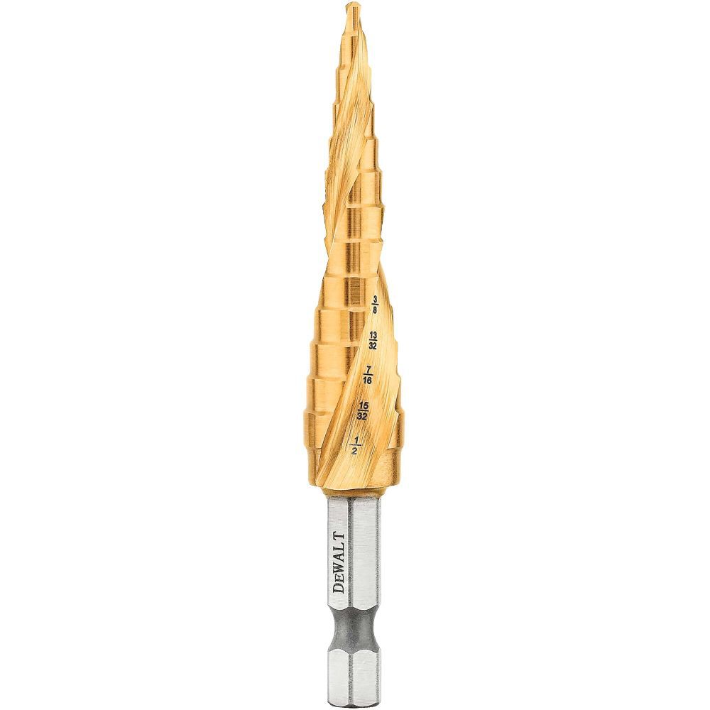 Step drill bit top for impact driver