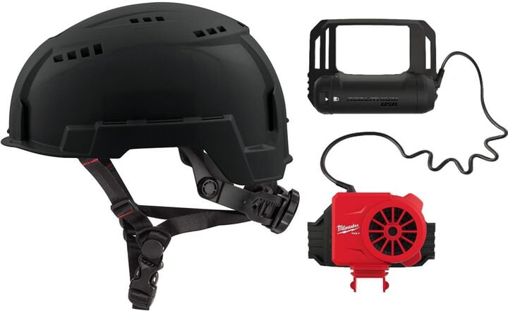 Milwaukee BOLT Black Vented Helmet Class C & USB Cooling Fan Bundle, large image number 0
