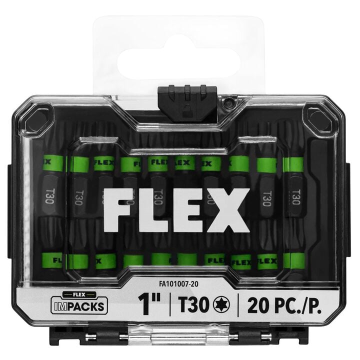 FLEX IMPACKS 1 Inch T30 Impact Driver Bit Set, 20 Pieces