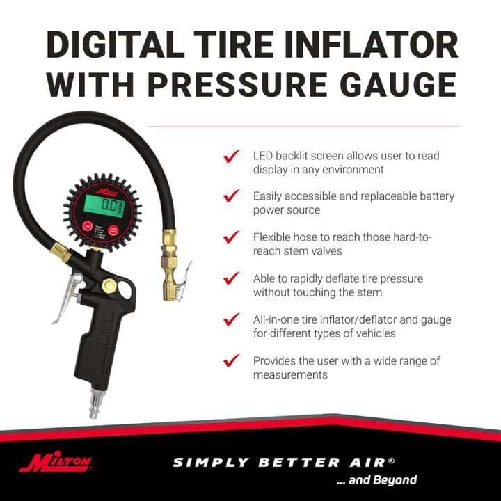 Milton Digital Tire Inflator Car Accessories and Tire Pressure Gauge, large image number 12