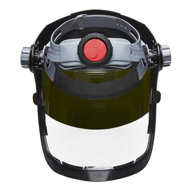 Jackson Safety QUAD 500 Multi-Purpose Face Shield, Clear Window, Shade 5 IR Flip Visor, Anti-Fog Coating, 370 Speed Dial Ratcheting, large image number 4