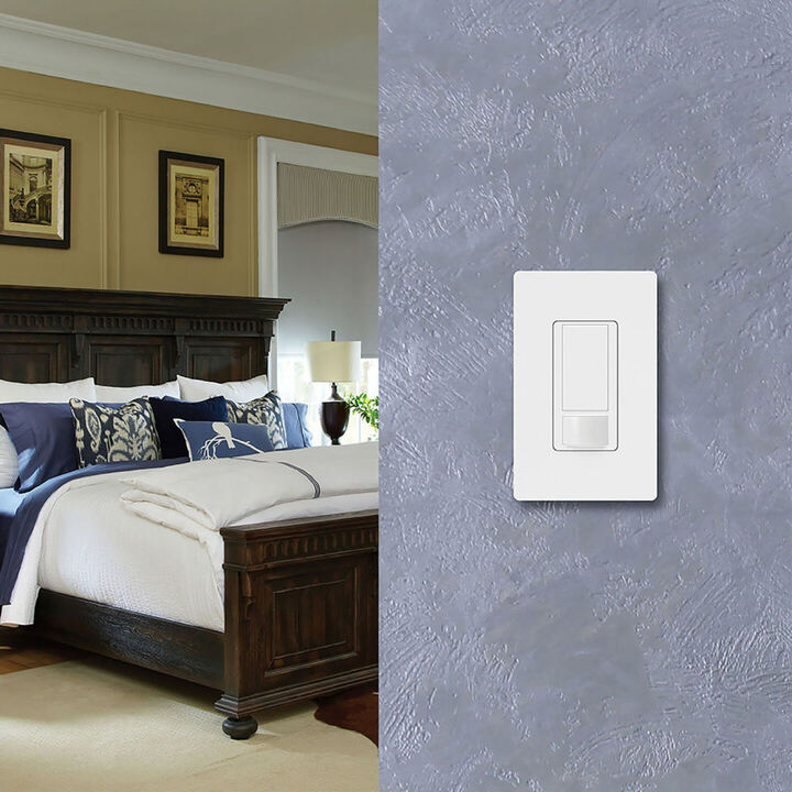 Lutron Maestro 120V 2A 1P Gloss White Vacancy Motion Sensor Switch, large image number 2