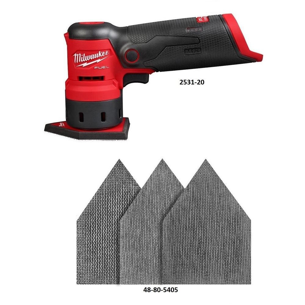 Milwaukee M12 Orbital Sander (Bare Tool), Assorted Mesh Sanding Sheet-12 Pack Bundle, large image number 2