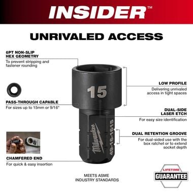 Milwaukee M12 Insider Extended Reach Ratchet (Bare Tool), 8 Piece Socket SAE Set Bundle, large image number 17