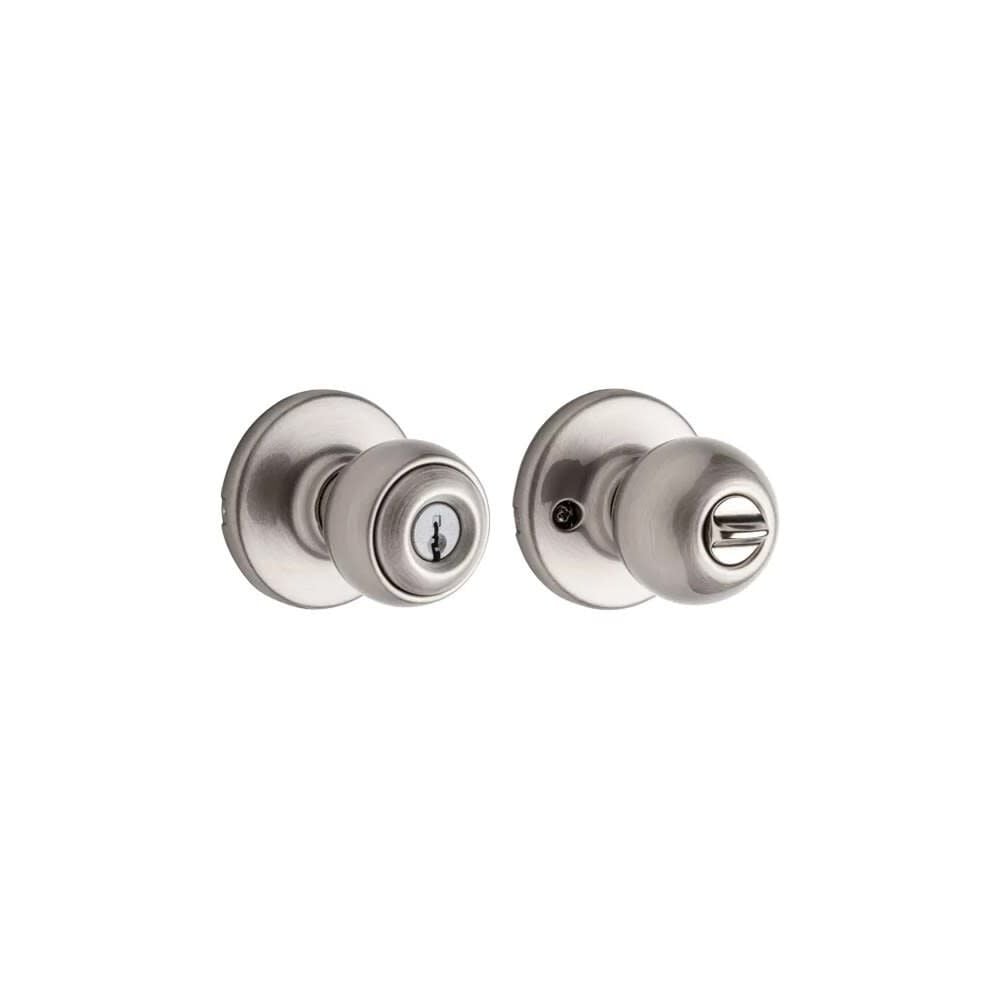 Kwikset Satin Nickel Security Keyed Entry Exterior Polo Lockset Knob – 94002-826