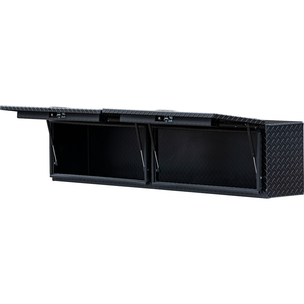 Buyers Products Company 18x16x90 Inch Matte Black Diamond Tread Aluminum Topsider Truck Box with Flip-Up Doors, large image number 7