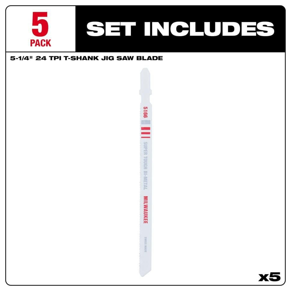 Milwaukee 5-1/4 in. 24 TPI Bi-Metal Jig Saw Blade 5PK, large image number 3