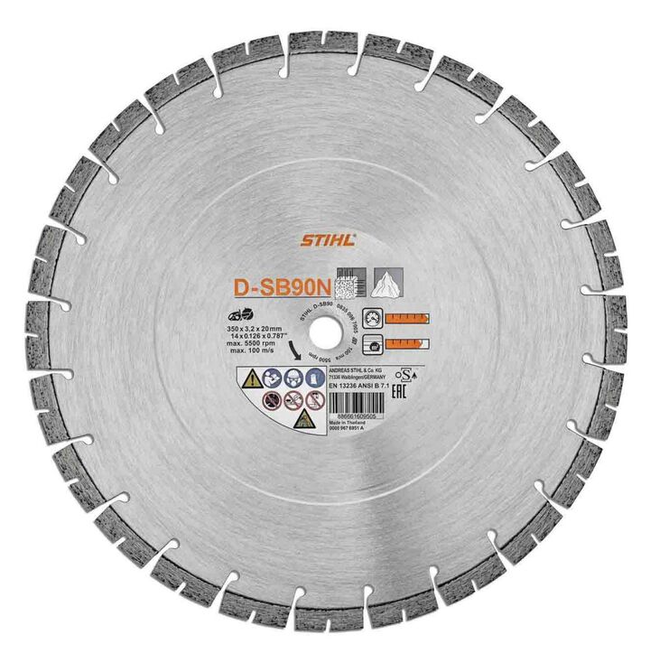Stihl D-SB90N 12 Inch Segmented Rim Diamond Wheel for Fast Universal Cuts in Concrete and Hard Stone