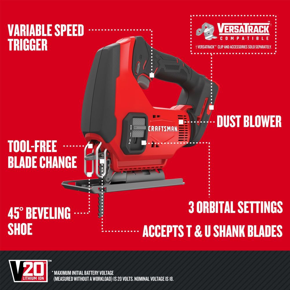 CRAFTSMAN Promotional V20* Cordless Jig Saw (Bare Tool), large image number 5