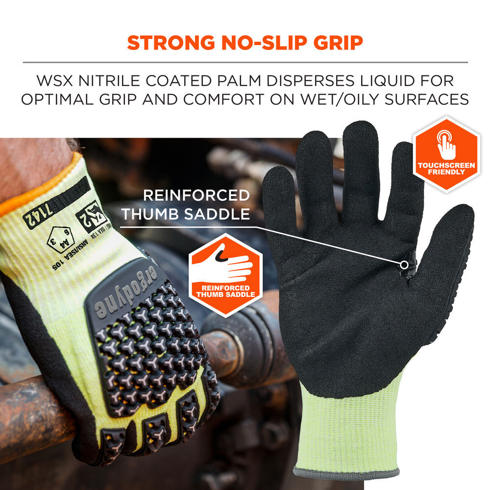 Ergodyne 7142 Coated A4 Cut-Resistant Impact Gloves Small Lime, large image number 5