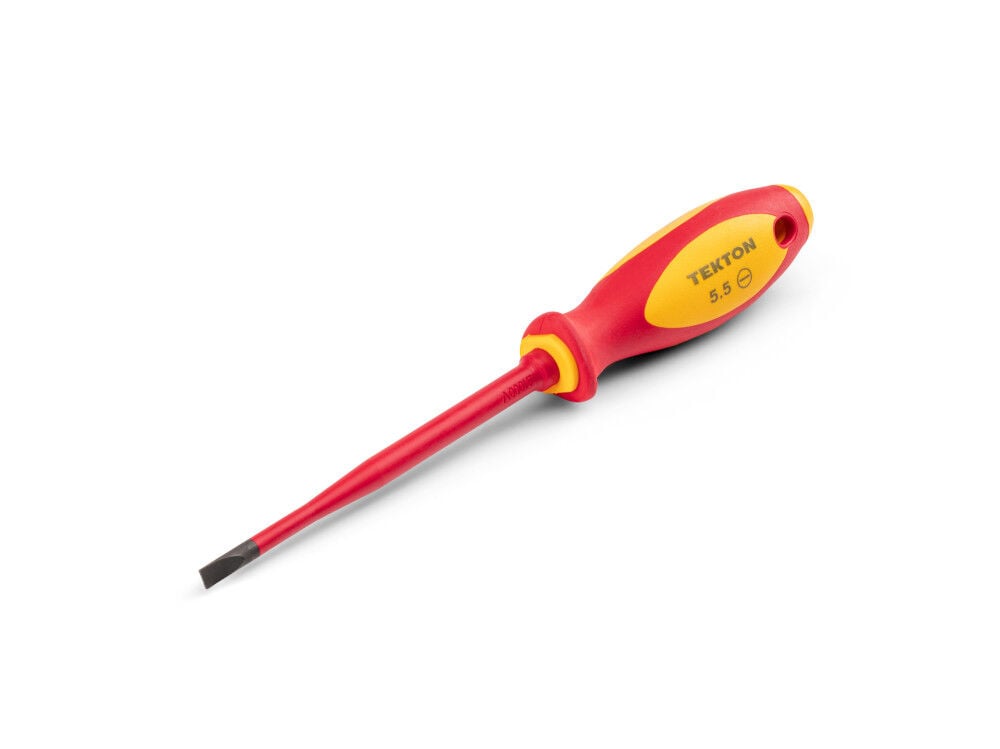 Tekton 5.5 mm Slotted Insulated Screwdriver 5 Inch Shank, large image number 1