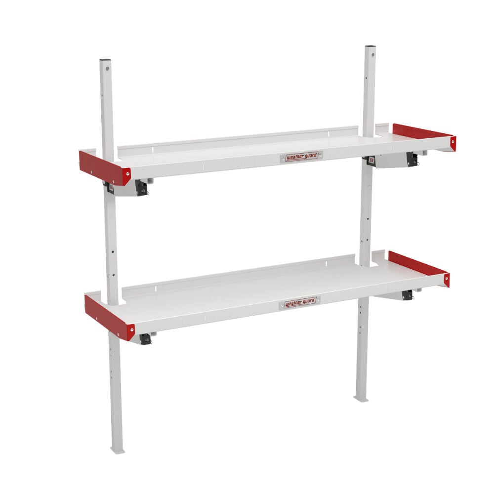 Weather Guard 60 Inch White/Red Aluminum Folding Van Shelving, large image number 1