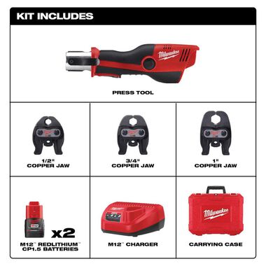 Milwaukee M12 FORCE LOGIC Press Tool Kit with Jaws