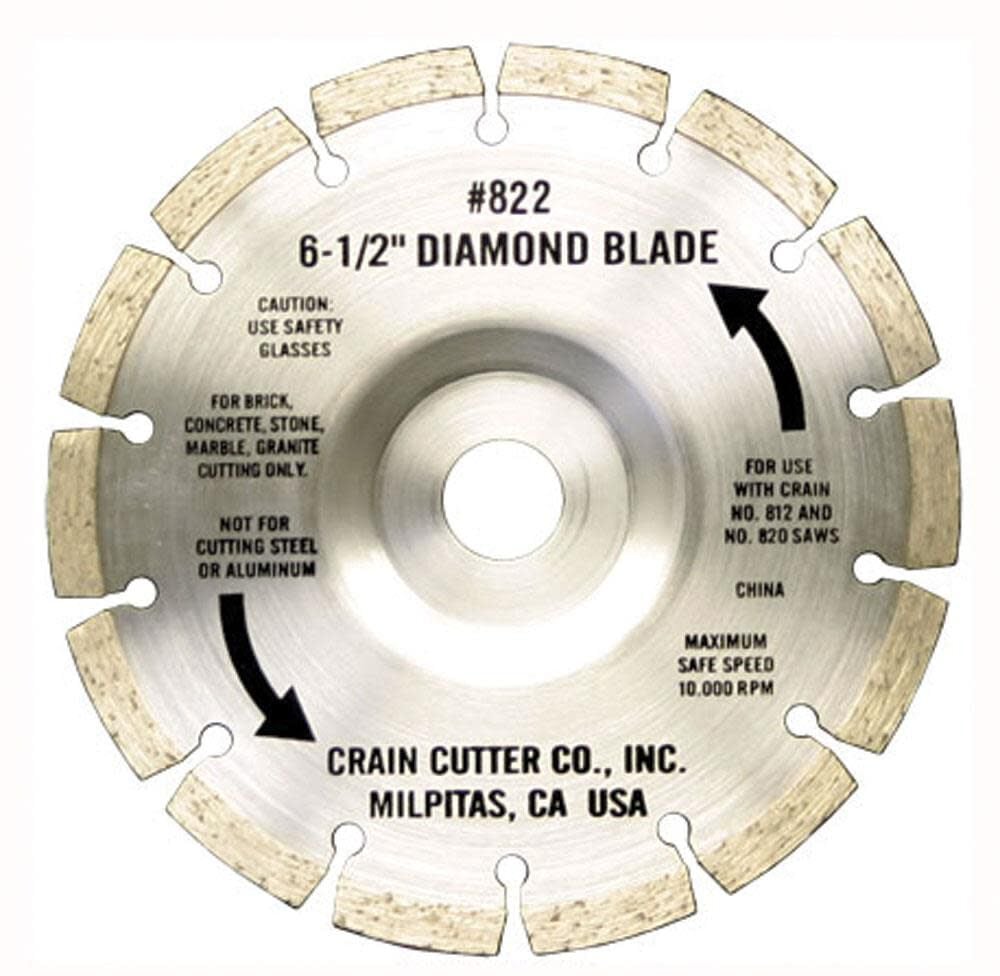 Crain 6 1/2 Inch Segmented Diamond Undercut Blade for Masonry and Ceramic Tile – 822