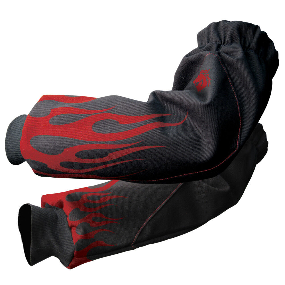 Black Stallion Welding Sleeve 9oz Black With Red Flame FR Cotton, large image number 1