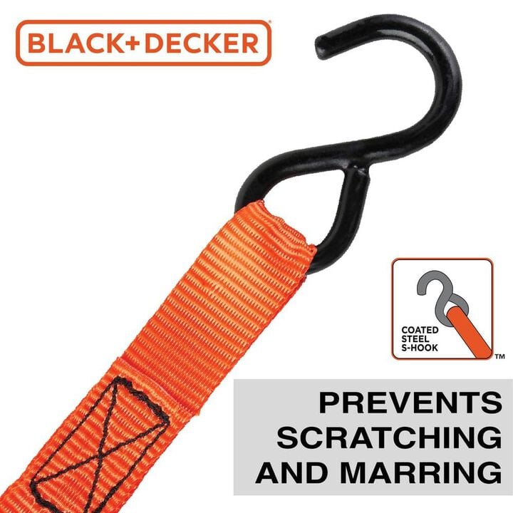Black and Decker 1 Inch x 10 Ft Ratchet Tie Downs 4 Pieces, large image number 4