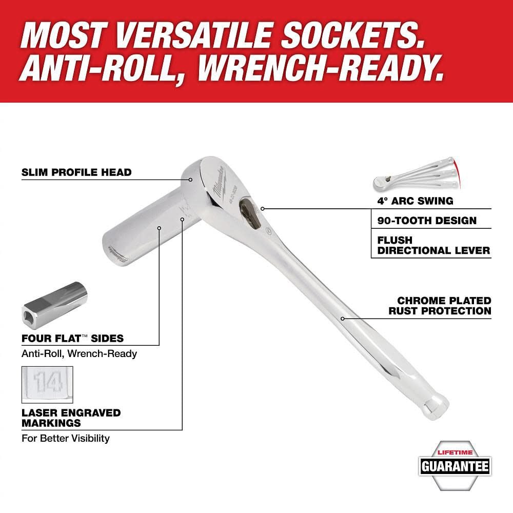 Milwaukee 22 Pc 1 2 In Socket Wrench Set Sae 48 22 9410 - Image 3