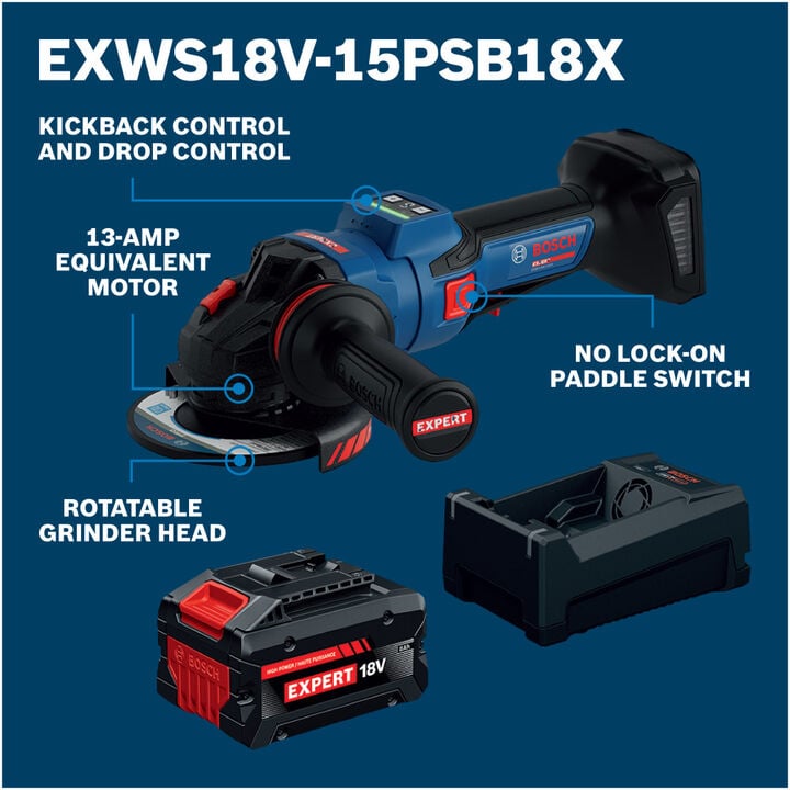 Bosch 18V Rotatable Angle Grinder Kit, large image number 1