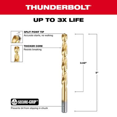 Milwaukee 3/8 in. Thunderbolt Titanium Coated Drill Bit, large image number 2