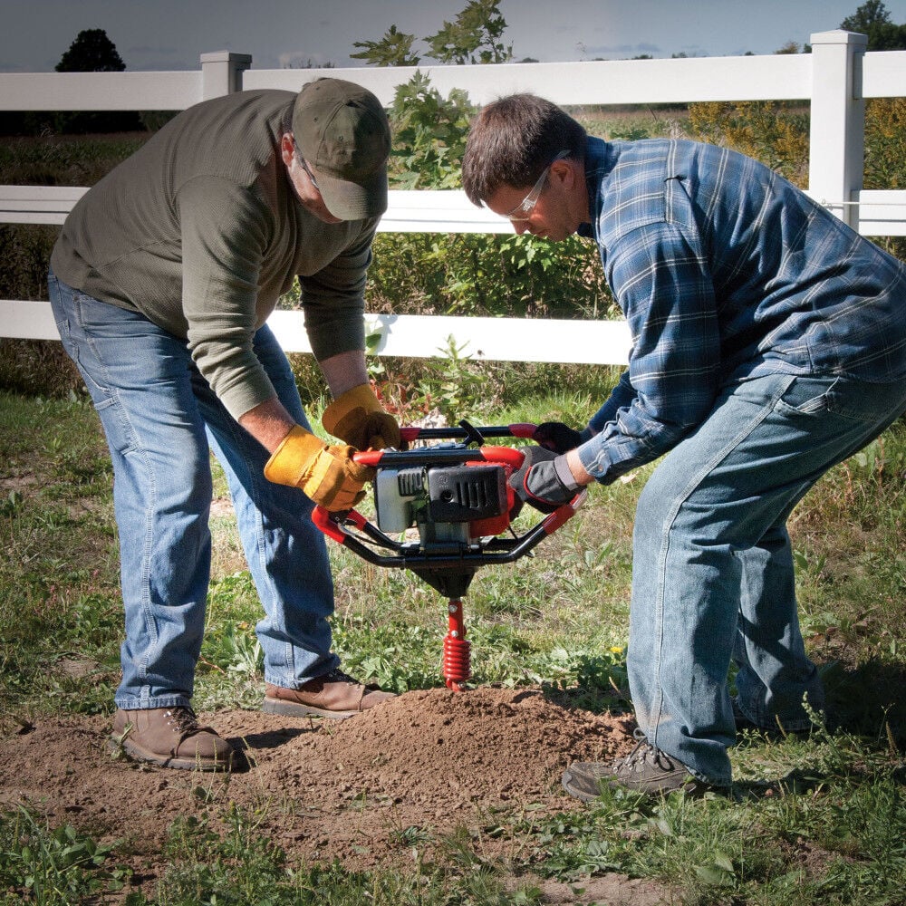 Post Hole Auger Gas Powered Fence Earth Auger Engine, 52cc Powered Engine,  Plastic Over Exhaust Vent