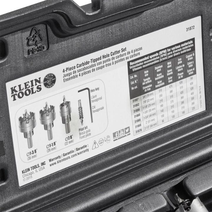 Klein Tools Carbide Hole Cutter Set 4 Pc, large image number 4