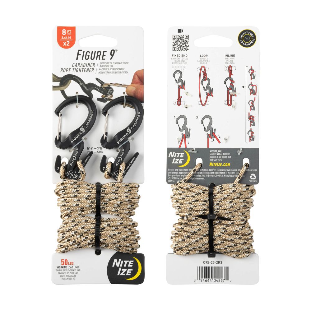 Nite Ize Small Figure 9 Carabiner Rope Tightener With Rope, large image number 1