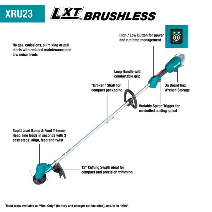 Makita 18V LXT Lithium-Ion Brushless Cordless 13in String Trimmer (Bare Tool), large image number 2