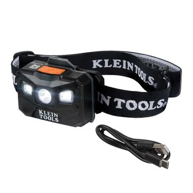 Klein Tools Rechargeable Headlamp with Strap 400 Lumen All-Day Runtime Auto-Off