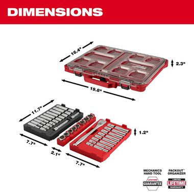 Milwaukee 1/2in Drive Ratchet & Socket Set with PACKOUT Organizer 47pc, large image number 4