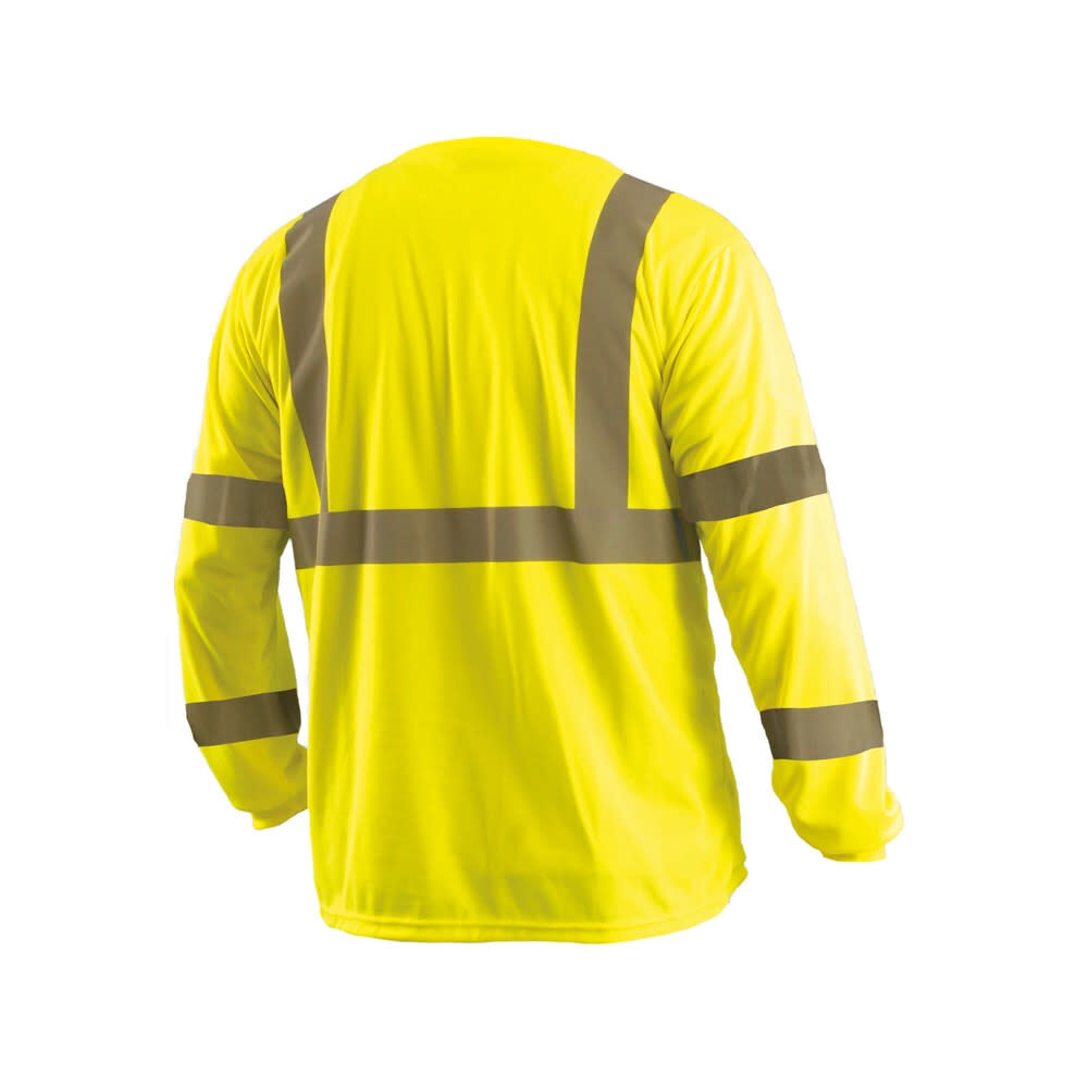 Occunomix Hi-Vis Yellow Wicking Birdseye T-Shirt Long Sleeve 4X, large image number 2