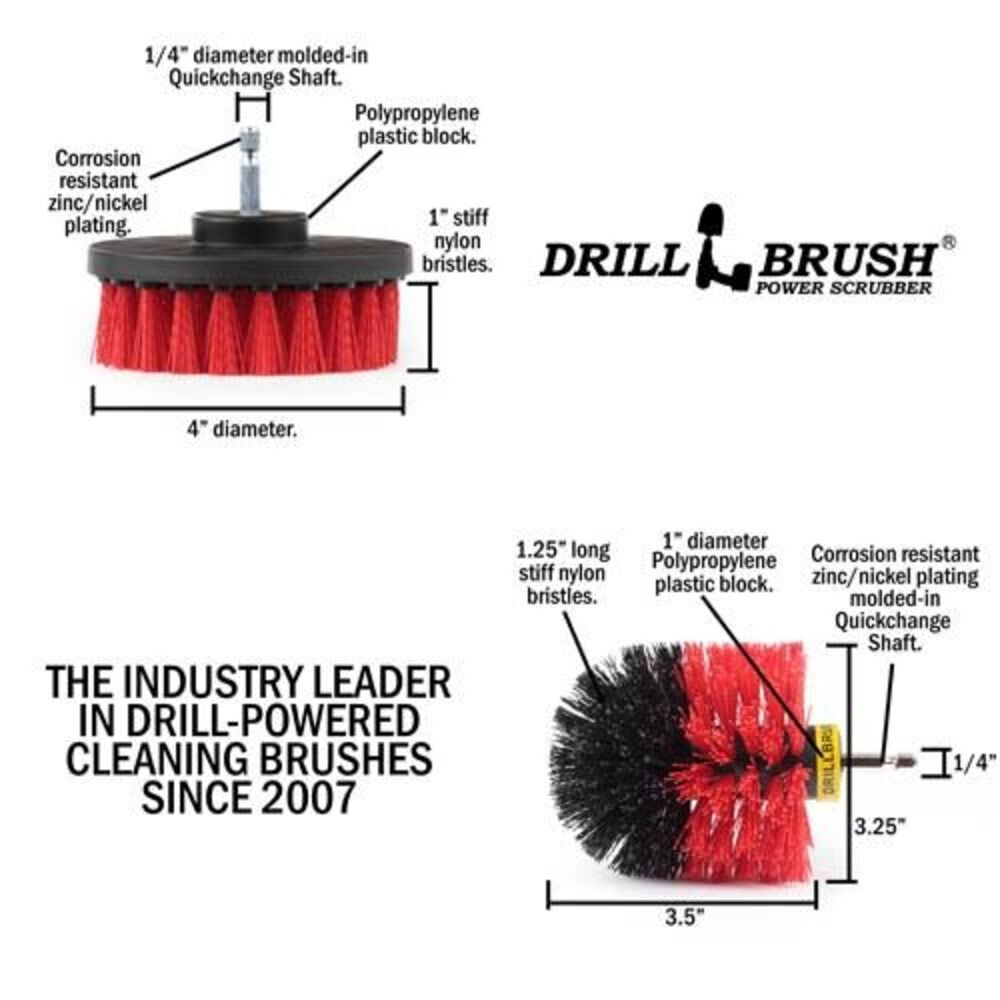 Drill Brush Outdoor & Patio Cleaning Kit Stiff Nylon Bristles 2pc, large image number 4