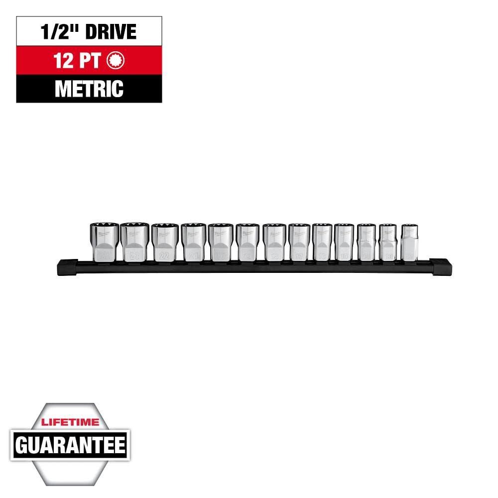 Milwaukee 1/2 Inch Drive 12-Point Metric Socket Set, 13 Pieces, large image number 8