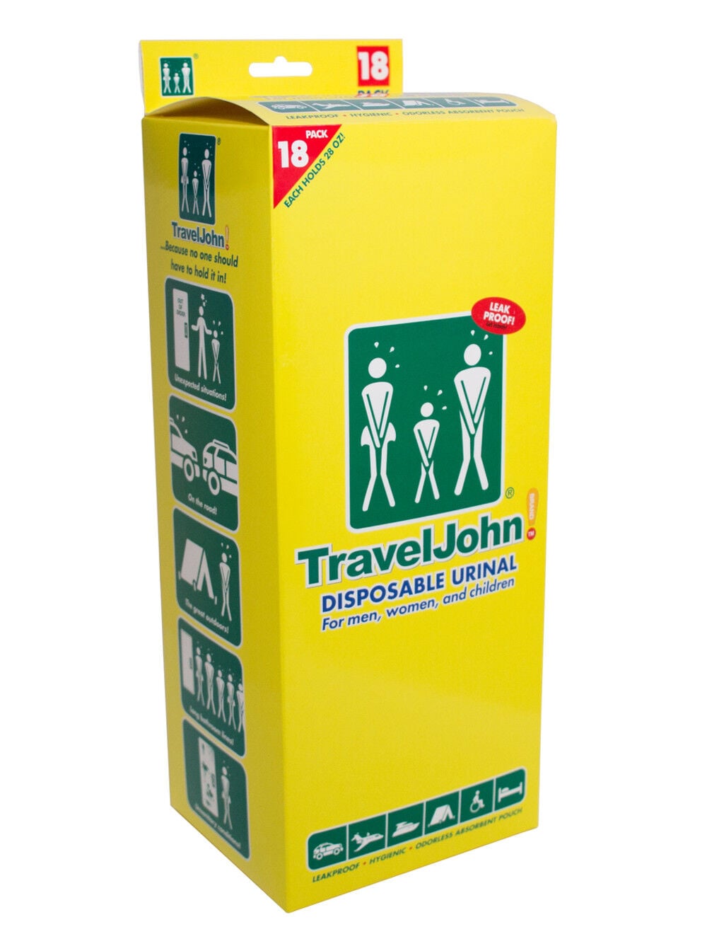 Travel John Non-Toxic Odorless Unisex Deluxe Disposable Urinal Bag - 18/Pack, large image number 1