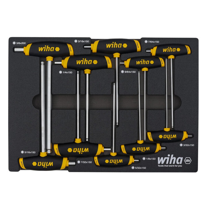 Wiha Dual Drive SAE T-Handle Foam Tray Set, 10 Piece, large image number 1