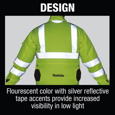 Makita 18V LXT Lithium-Ion Cordless High Visibility Fan Jacket Jacket Only (3XL), large image number 4