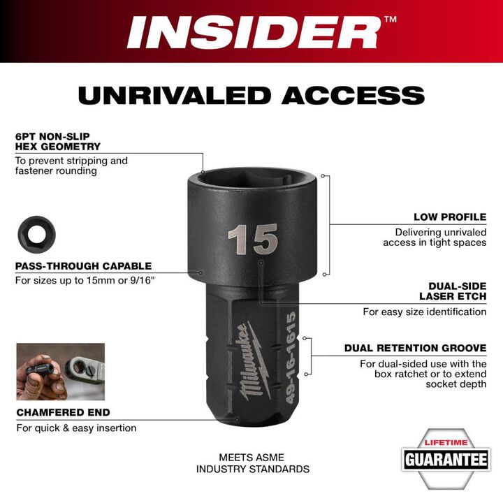 Milwaukee INSIDER Box Ratchet Socket 6 Point 8mm, large image number 2